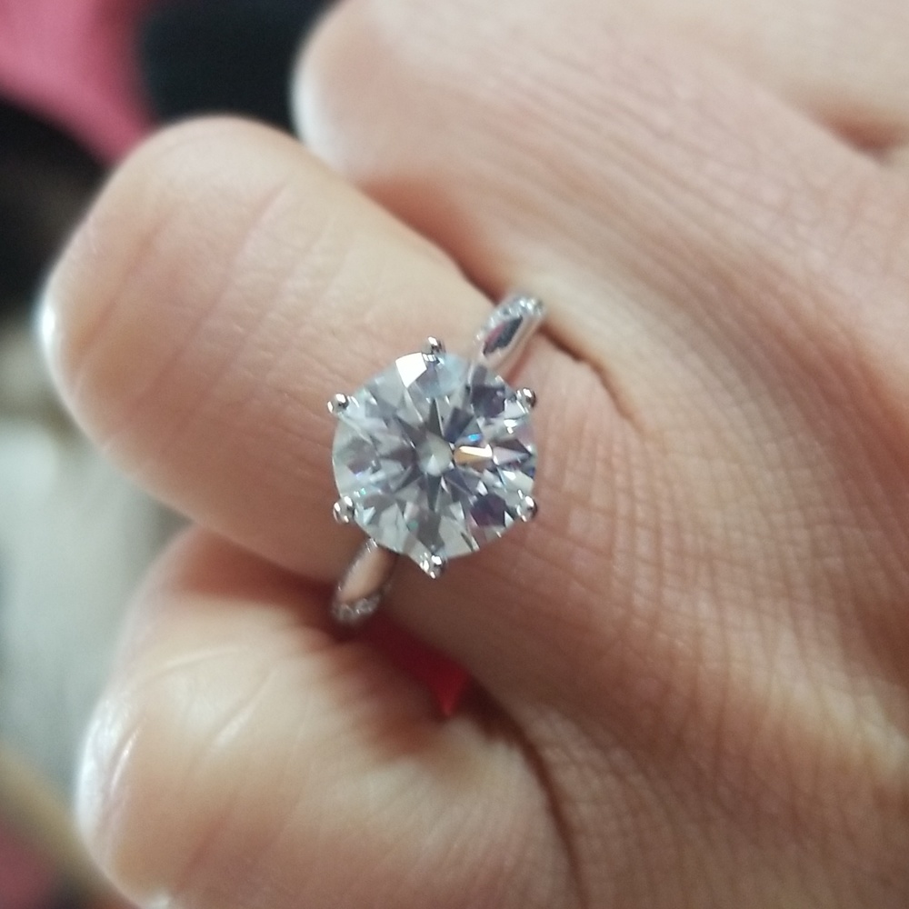 4ct moissnate ring with 18k over 925 silver